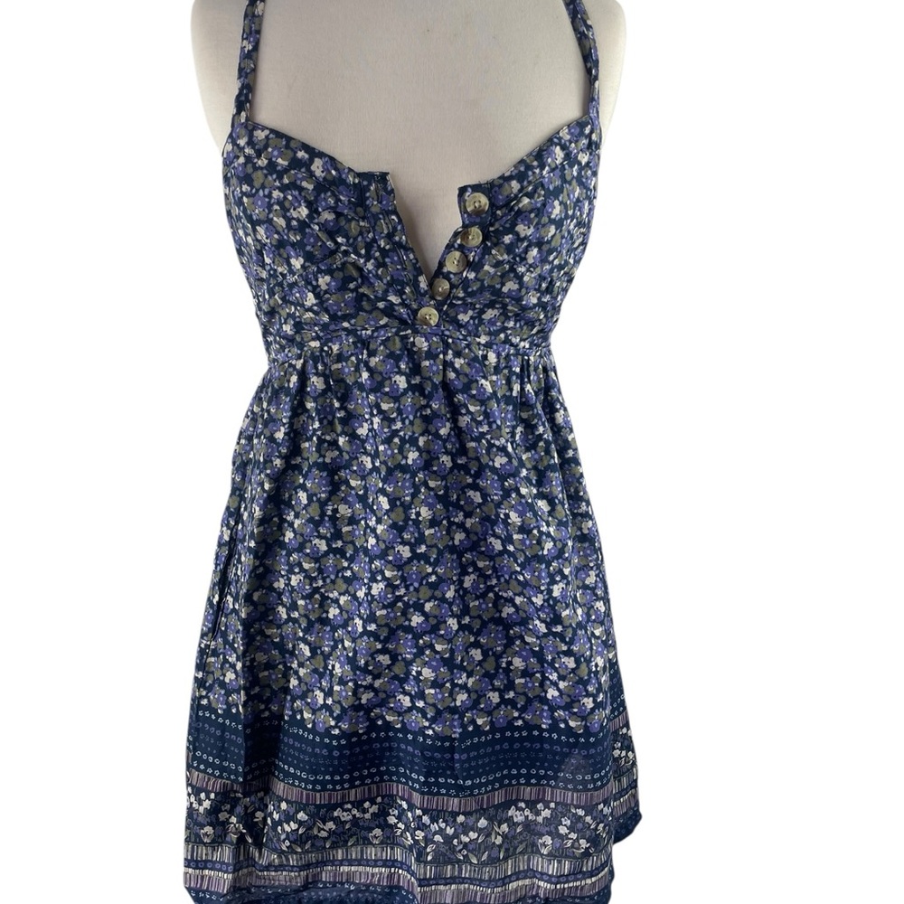 Aeropostale Navy Floral Button-Front Mini Sun Dress, Size XS - New with Tags